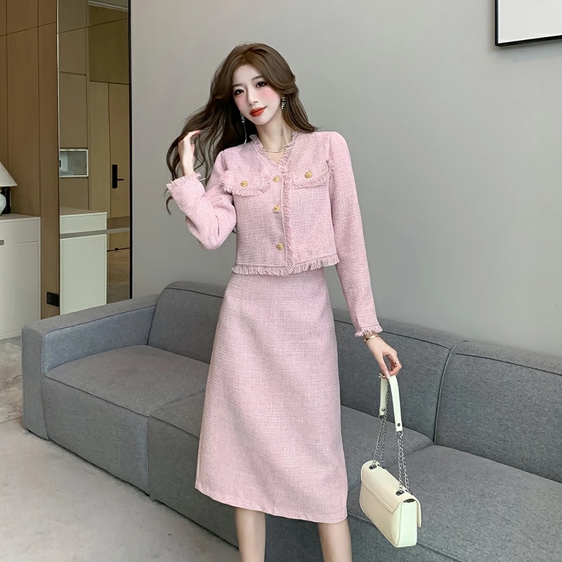 【目玉商品～超人気】2025　上下セット セットアップ トップス+スカート　2点セット シャツ　ハイウエストスカート　花柄　ジャケット　長袖シャツ　タイトスカート　ひざ丈スカート パーティー お嬢様