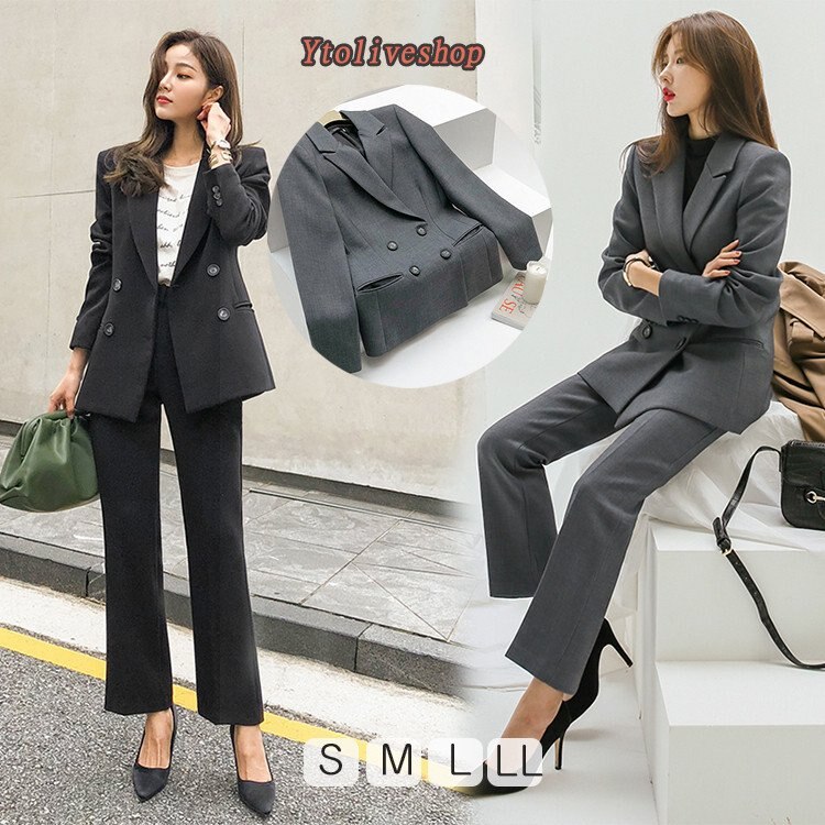 スーツ レディース パンツ 洗える ストレート ビジネス 新作 通勤 黒 グレー