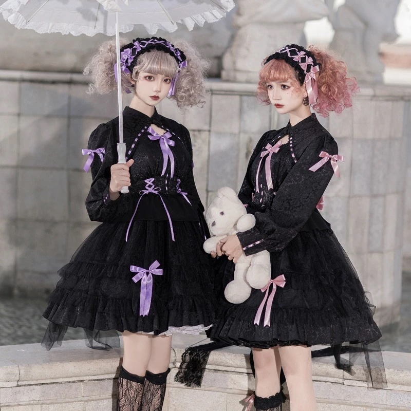 ロリータ洋装 茶会 可愛い 暗黒 二次元ワンピース オリジナルデザインロリータ花嫁ワンピース洋装 セクシー メイド服/コスプレ/ゴスロリ/ハロウィン/ワンピース /JK/初恋ドレス