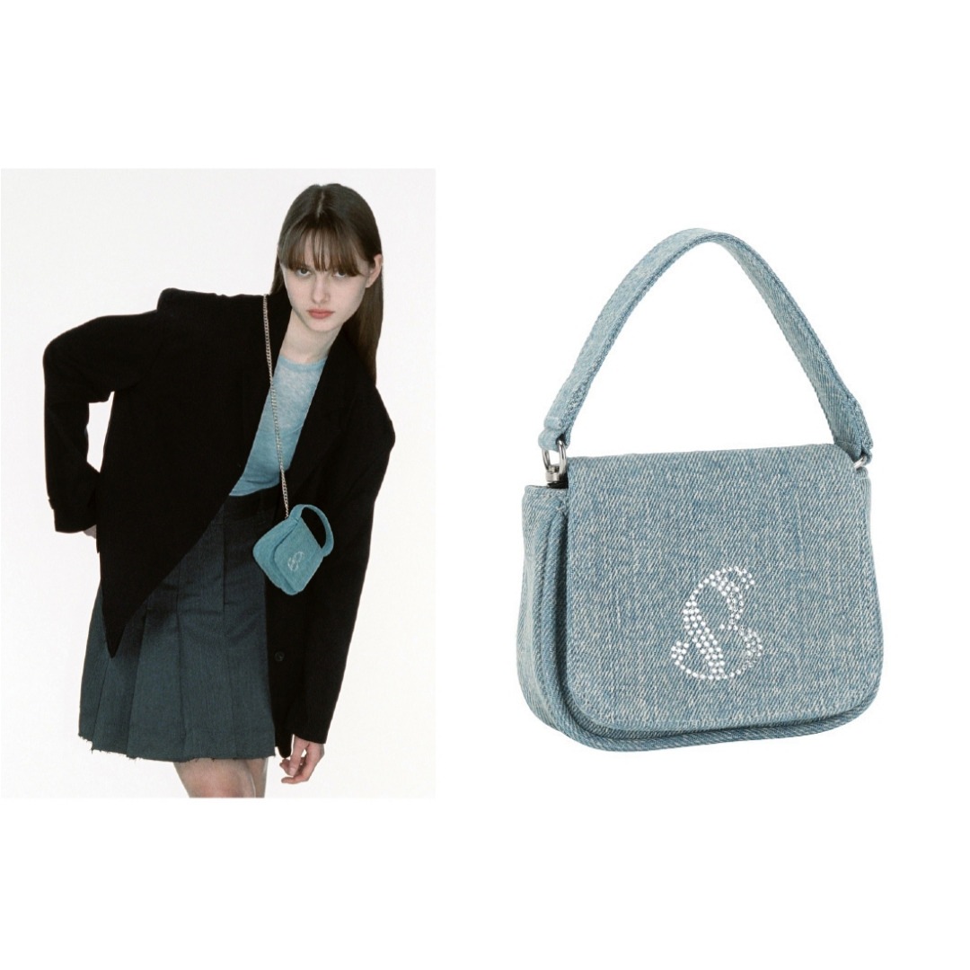 【FILL IN THE BLANK】Vintage Denim Micro bag ミニチェーンbag　denimかばん