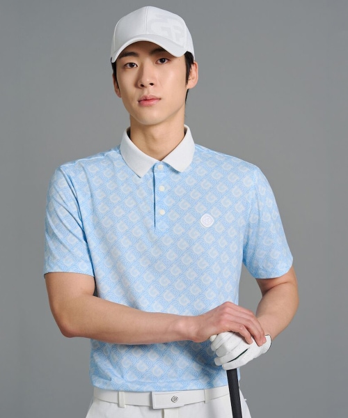 ビーンポールゴルフ [B_Under] メンズシンボルパターン半袖Tシャツ-ブルー