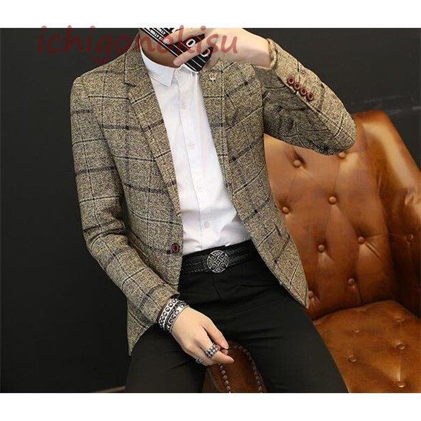 ジャケット テーラード メンズ チェック柄 秋 アウター カジュアルスーツ 長袖 コート ミリタリー ストレッチ 冬 スリム 細身