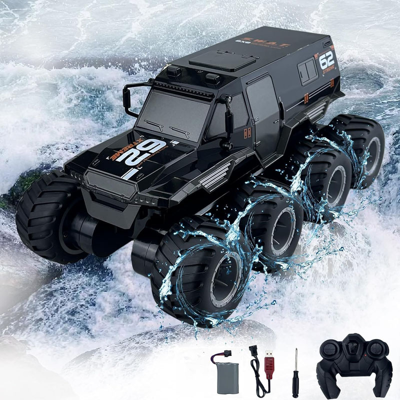 リモコンカー 防水 8輪駆動 モコン装甲車両水陸両用オフロードトラック ラジコンカー ラジコン車 オフロードカー おもちゃの車 電動RCカー スタント
