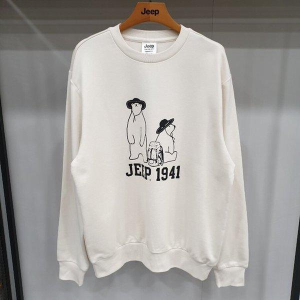 JP1TSU894 企画ボーダーベア 맨투맨2024年アイボリーTシャツ_SC