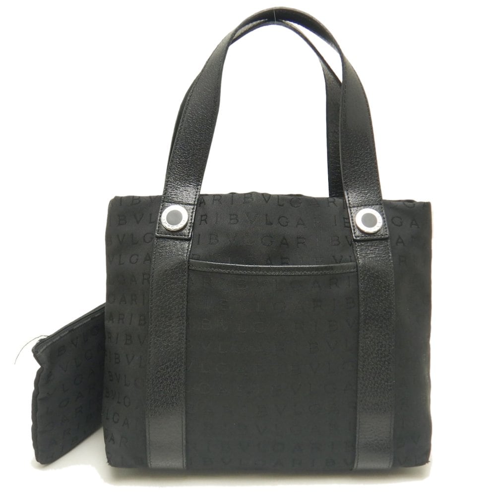 ロゴマニア ハンドバッグ LAEBEG キャンバスxレザー ブラック/252817【中古】