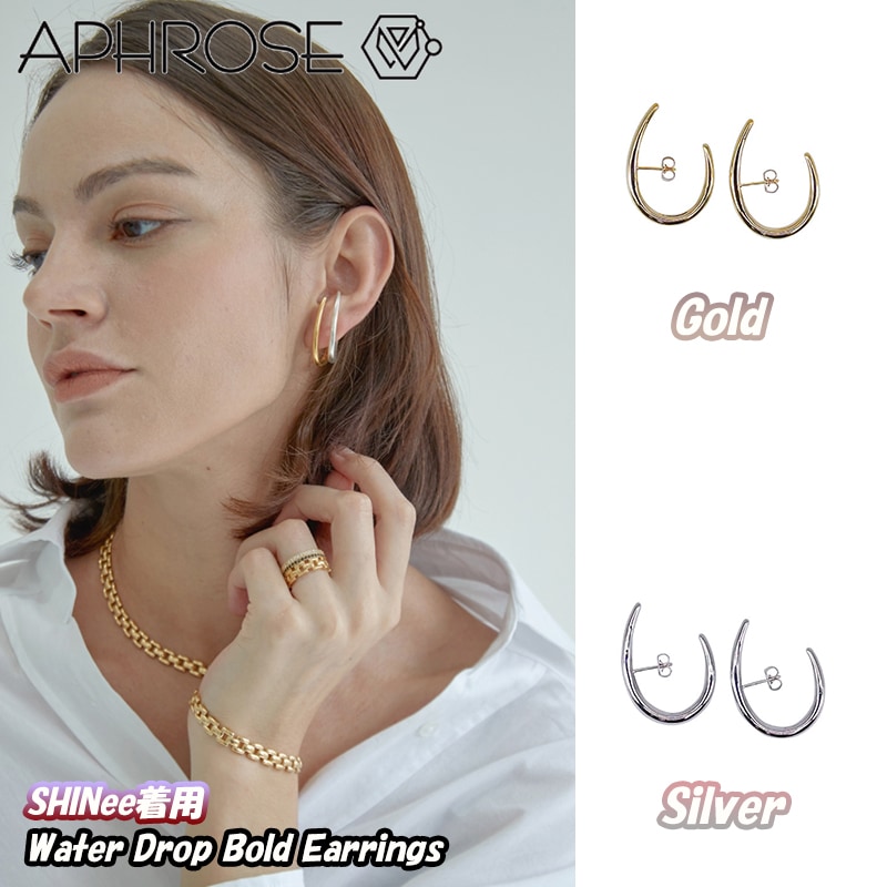 Water Drop Bold Earrings韓国ファション正規品 男女兼用