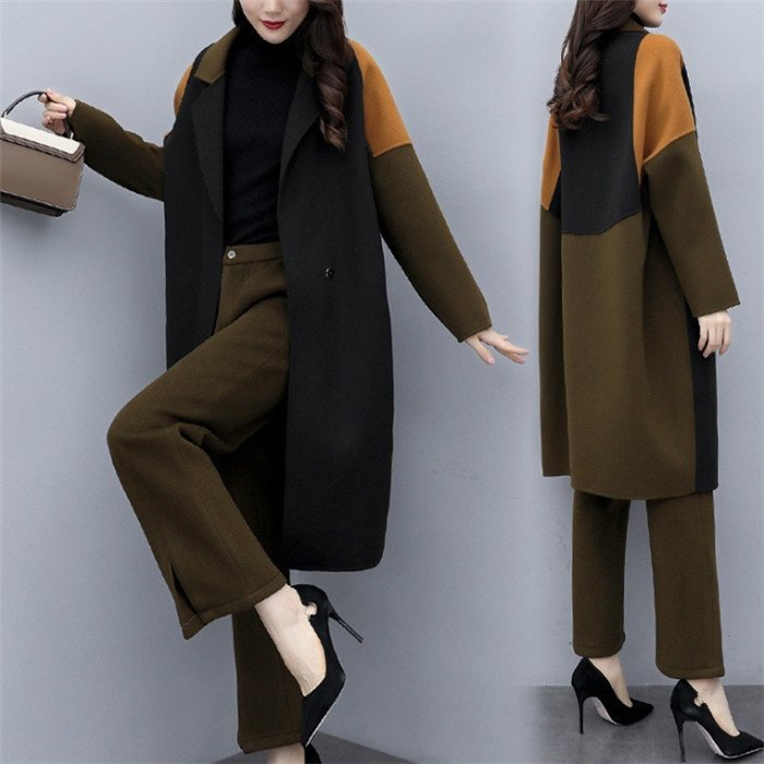 パンツセットアップ レディース チェスターコート スーツパンツ ロングパンツ スリット ロング丈 2点セット ゆったり 大きいサイズ トレンチコート セレモニー