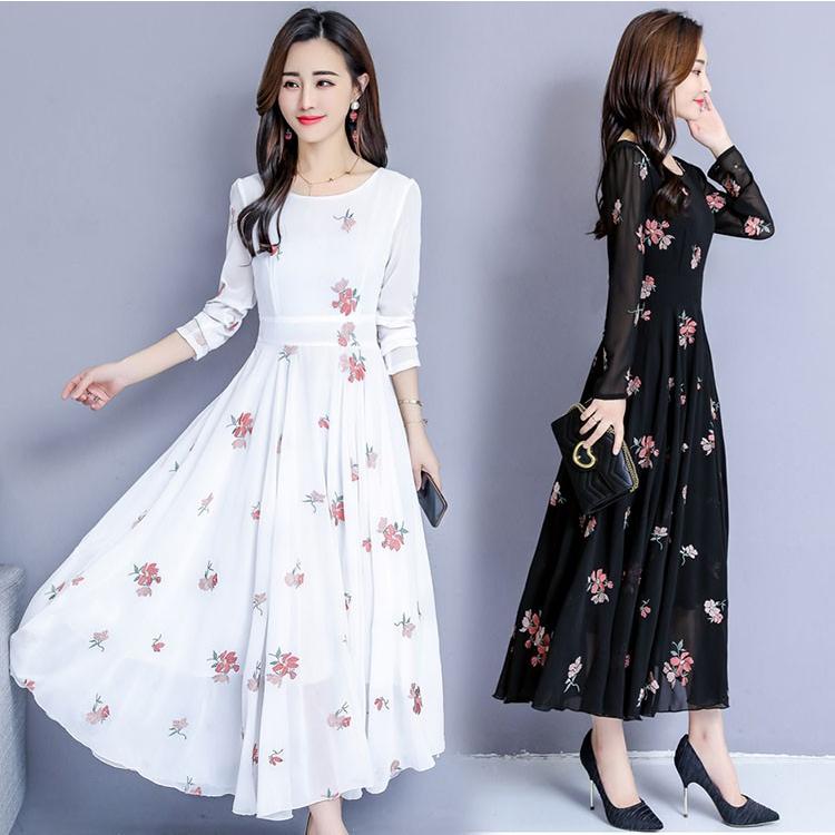 レディース 春秋夏 長袖/半袖 ワンピース ロング丈 ワンピ 花柄 リゾートワンピ シフォン ワンピース マキシワンピース 大きいサイズ 着痩せ 海 ボヘミア風