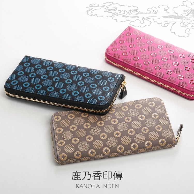印伝 長財布 日本製 ラウンドファスナー 彩世 AYASE 小紋 普段使い 和柄 和風 財布 おしゃれ 伝統 和 伝統工芸品 レザー 職人 鹿革 レディース 軽量 贈り物 母の日 ギフト プレゼント