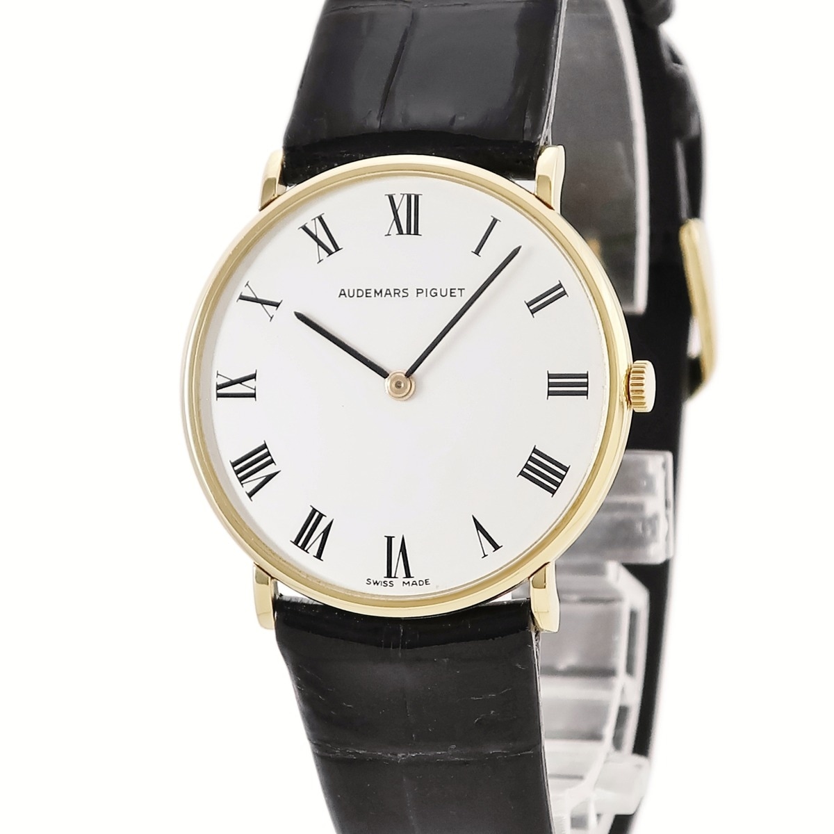 ウルトラシン BA14539 手巻き メンズ OH済 K18YG無垢 ホワイト ローマン 薄型 ヴィンテージ 3年保証