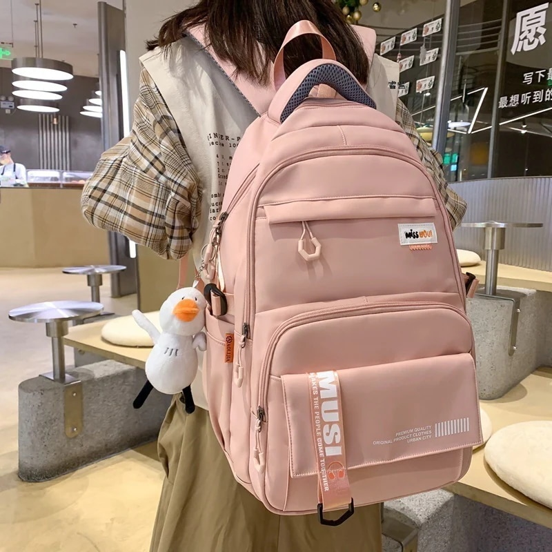 韓国ファッション シンプル フレッシュ 学生 通学カバン カジュアル 質感 高級感 バックパック 花柄 大容量 軽量 日系 リュック ショルダーバッグ