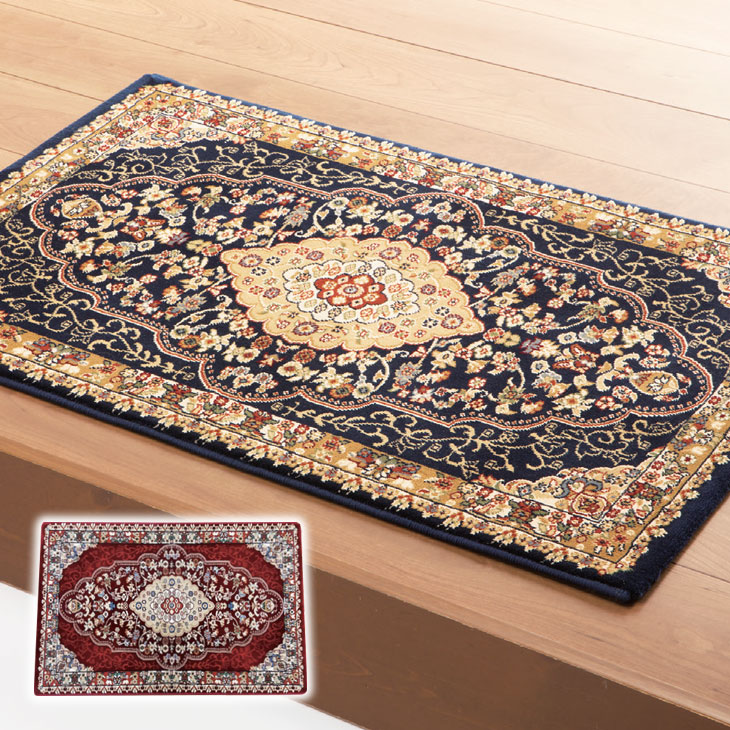 玄関マット マットM 60×90cm ウィルトン織 ベルミラ 王朝風 メダリオン柄 高密度 ヒートセット加工 トルコ製