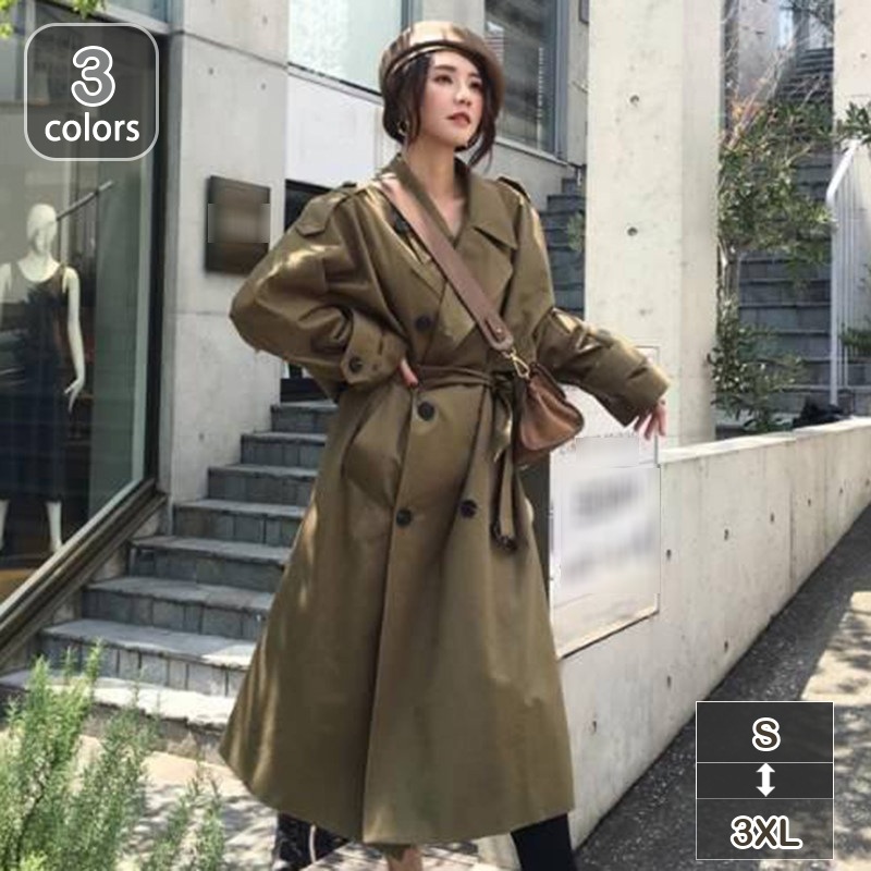 ロングコート レディース スプリングコート トレンチコート 韓国風 無地 薄手 春服 コート アウター 羽織 ジャケット カーディガン ロング 大きいサイズ シンプル きれいめ カジュアル 通勤 入園