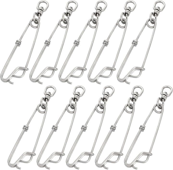 ブランチハンガー スイベル BL サルカン 付き 釣り ストリンガー 尻手ロープ ステンレス 10個 セット 3.5 x 125 mm(シルバー, 線形3.5ｍｍx全長125mm)