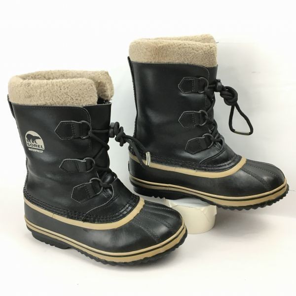 SOREL/ソレル　size23.0　高級本革スノーブーツ　ライナー付き黒/BLACK/ブラック　Boots/Shoes菅No.WT30