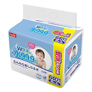 レック(LEC) 純水ベビーケア 99.9% ふんわり おしりふき 80枚×8個 (640枚) コラーゲン モモ葉エキス W保湿成分配合 弱酸性 日本製