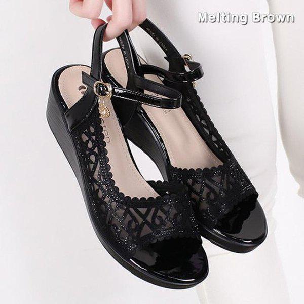 女性ウェッジヒールサンダル 夏のサンダル SS17