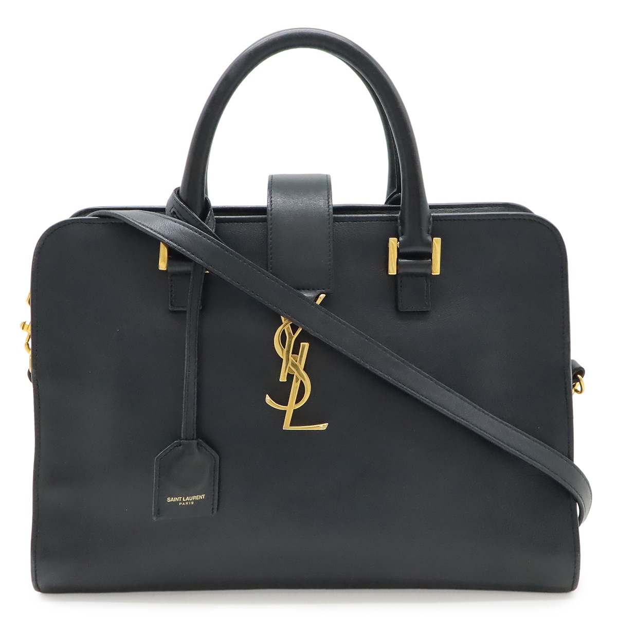 YSL イブサンローラン モノグラム カバス ハンドバッグ 2WAY ショルダー レザー ダークネイビー 35739