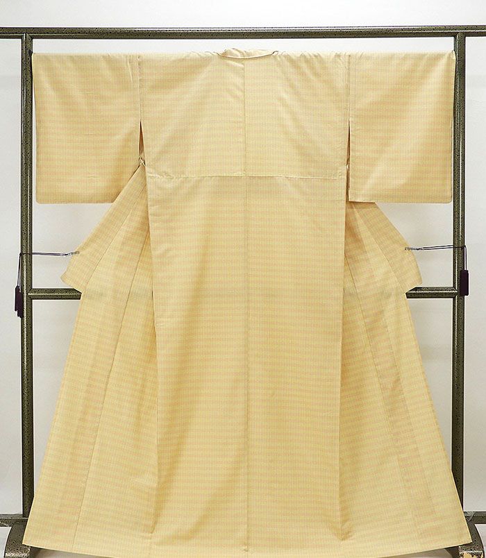 単衣 紬 新品仕立済 正絹 単衣 紅の四季暦 格子模様 身丈165cm 裄丈68cm 紬 新品 仕立 32,370円