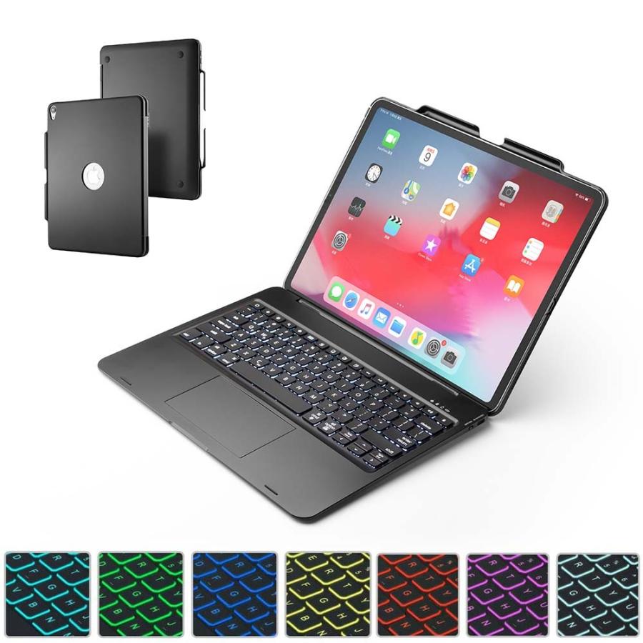 2カラー 12.9インチ iPadPro 第4世代 第5世代 第6世代 用 キーボード付ケース / タッチパッド搭載 LEDバックライト US配列 ローマ字入力