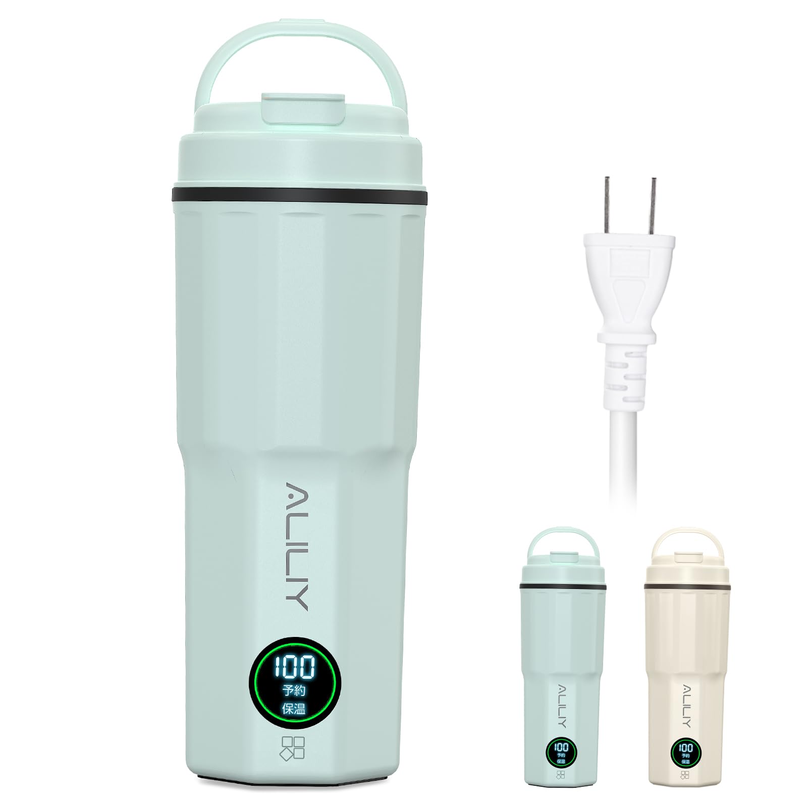 Aliliy 電気ケトル ポータブル トラベルケトル 小型 携帯400ml 湯沸かし 保温 5分急速沸かし 温度調節 100V キャンプ・宿泊・出張・車中泊・オフィス対応 持ち運びケトル ポータブル