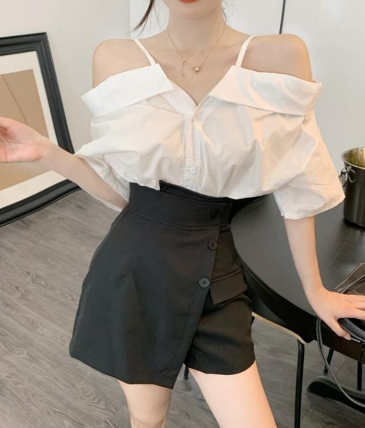 トップス パンツ セットアップ デート モテアイテム オフショルダー ミドルネック フリル コットン 可愛い きれいめ 上品 おしゃれ かっこいい 可愛い ラブリー キュート ガーリー クール