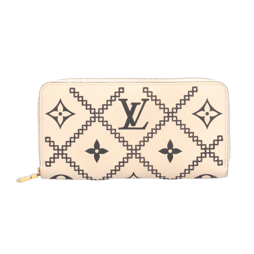 ルイヴィトン ブロデリージッピーウォレット モノグラムアンプラント 長財布 レザー M81141 LOUIS VUITTON 中古