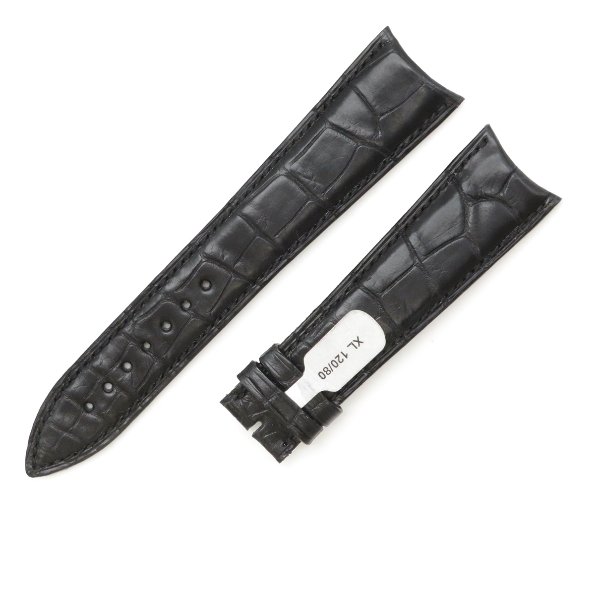 ラウンド 7002/7008用 クロコバンド メンズ 未使用 純正 ベルト ロング マット 22mm ブラック 黒 3年保証