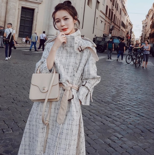 アウター コート ロングコート 袖あり 長袖 ラグラン 襟付き スタンドカラー デザイン ボタン ダブルブレスト 美ライン ニュアンス ベルト ウエストマーク 前開き ツイード かわいい 大人可愛い