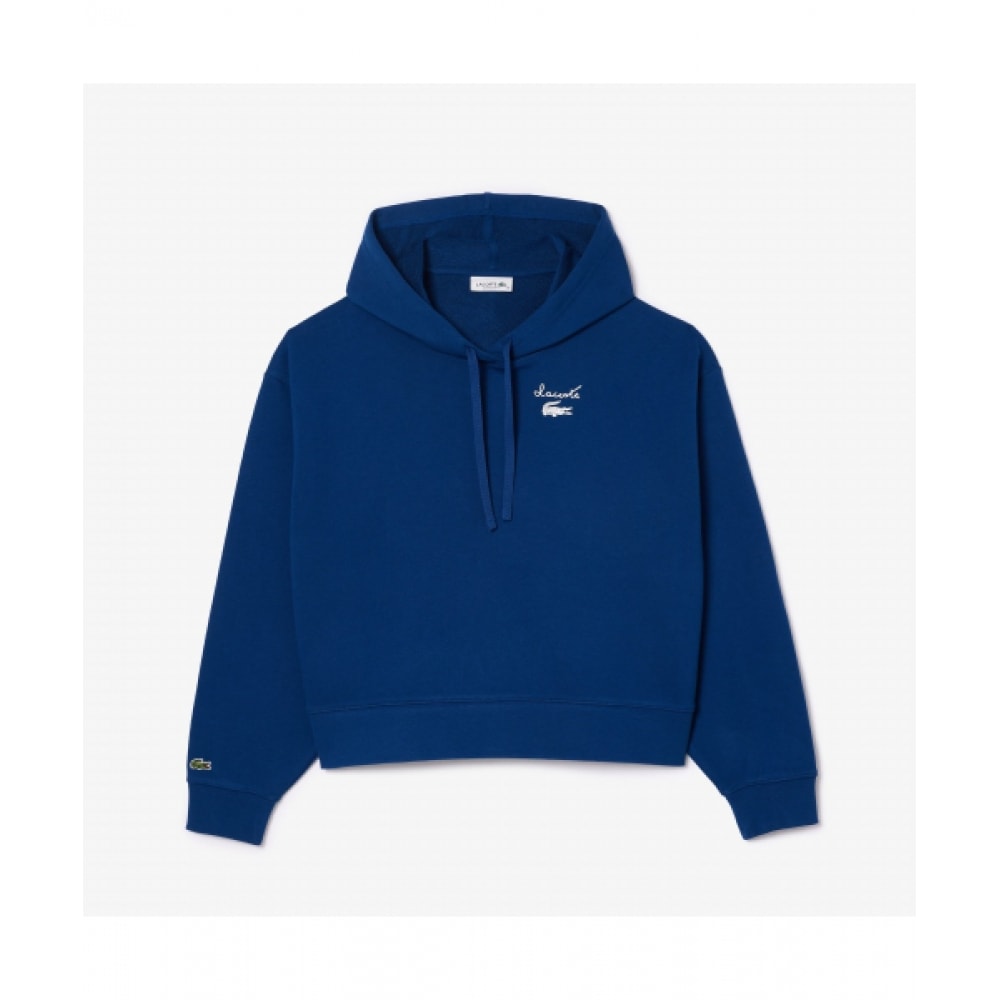 LACOSTE レディースグラフィックポイントフード付きスウェットシャツ [ダークブルー]