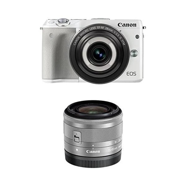 【中古】Canon ミラーレス一眼カメラ EOS M3(ホワイト)クリエイティブマクロ ダブルレンズキット EOSM3WH-CMWLK