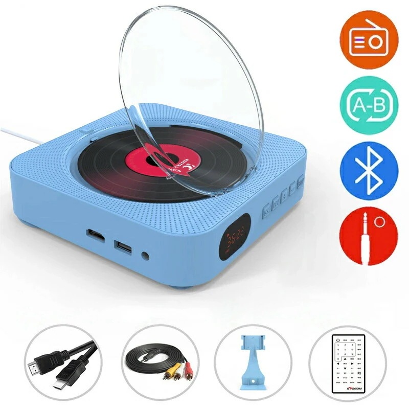 CD プレーヤー 壁掛け 卓上置き式兼用 DVDプレーヤー コンパクト リモコン付き ポータブル HDMI 1080p 出力テレビ プレイヤー Bluetooth 壁掛 防塵カバー 音楽鑑賞 リスニン