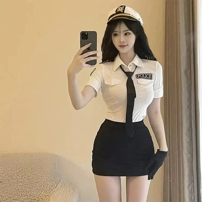 今年 短纳期 5点 セット クールビューティー な レディ コスチューム服 衣装 シャツ ミニスカート 手袋 ネクタイ 帽子 韓国っぽファッション系 レディースセクシー型ペンシルスカートセットアップ