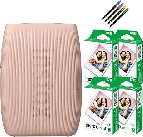 チェキ スマホプリンター instax mini Link3 ローズピンク＆フィルム40枚＆デコペン(6点セット)