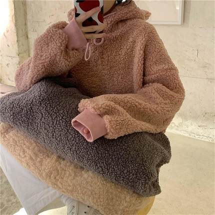 パーカー レディース フード 耳付き ポケット ゆったり 大きめ オーバーサイズ ピンク アプリコット パープル もこもこ ふわふわ かわいい 防寒 シンプル カジュアル リラックス 普段使い 楽ちん