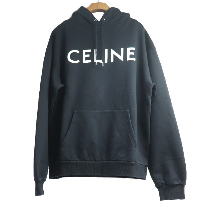 CELINE セリーヌ ロゴ スウェットプルオーバーパーカー パーカー ブラック 2Y321052H L メンズ 中古
