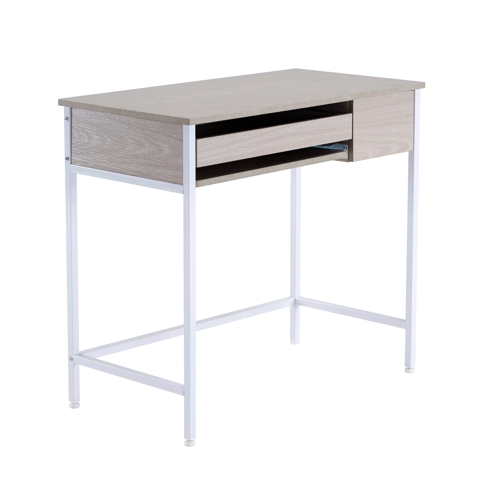 【国内出荷】【新品登場】【木目調ホワイト】パソコンデスク 引き出し付き 収納台 pcデスク 机 大理石柄 おしゃれ キーボード付 ミシン台 学習机 勉強机 新作