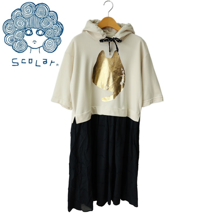 猫丸さん箔プリント切替ミニ裏毛ワンピース 可愛い ワンピース 111028 7,213円