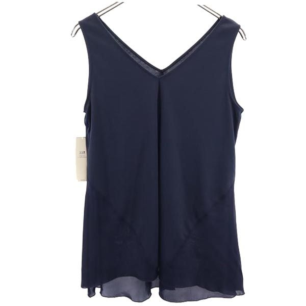 未使用 23区 ノースリーブ フレアスムースコンビ ブラウス 38 ネイビー系 23ku レディース
