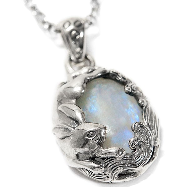 ウサギ ラビット ブルー ムーンストーン 天然石 月 波 メンズ シルバー925 ペンダント ネックレス