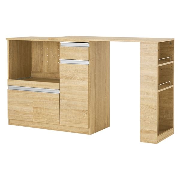 伸縮 キッチンカウンター 約幅104178cm ナチュラル スチール取っ手 2口コンセント付き キッチン収納 組立品 キッチン 台所