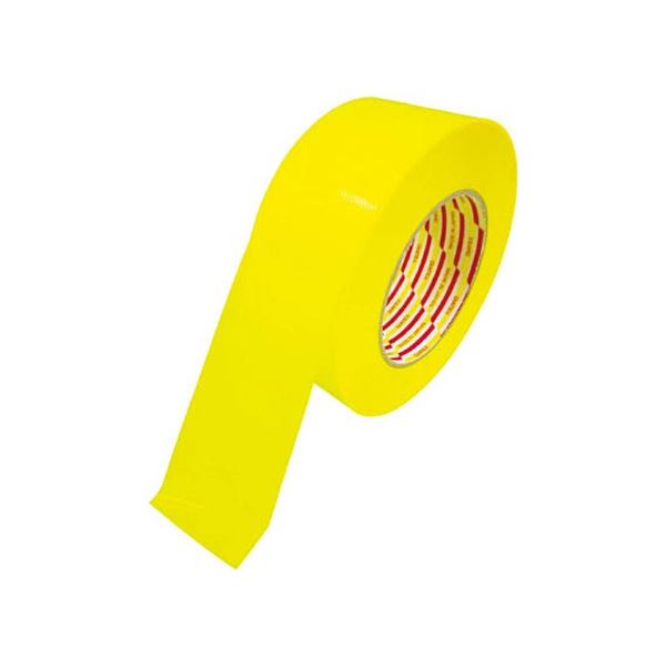 （まとめ）ダイヤテックス パイオラン ラインテープ 75mm幅 黄 1巻[x3]