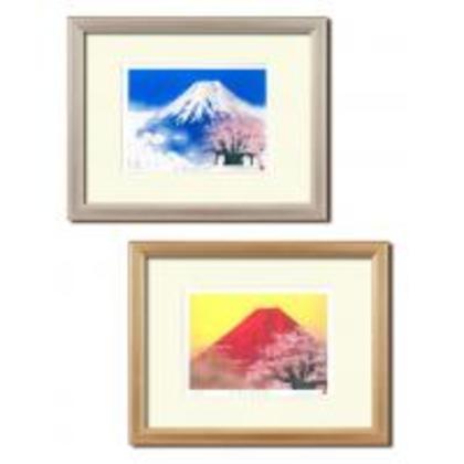 吉岡浩太郎「吉祝」版画額(大衣) 1459340・桜赤富士