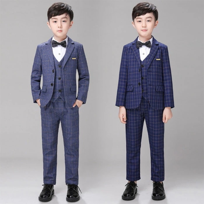 高品質新入 スーツ 男の子 チェック柄 5点セット フォーマルスーツ ベスト付き 子供 フォーマルスーツ ピアノ 発表会 結婚式 お受験 ジュニアスーツ 婚葬祭 七五三 子供服 ピアノ 発表会 小学校
