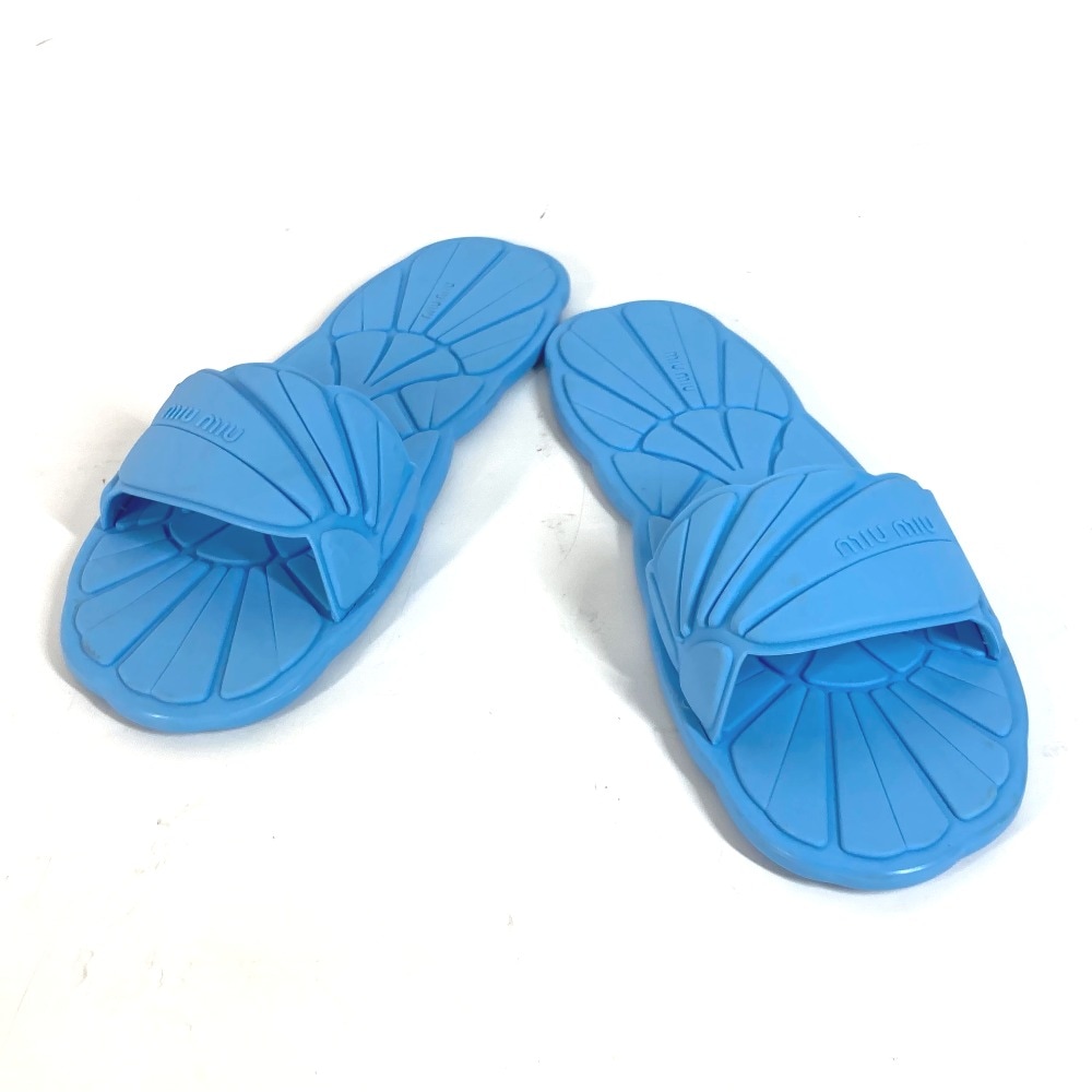 サンダル ロゴ CALZATURE DONNA 靴 シューズ フラットサンダル ペタンコ ビーチサンダル ラバー ブルー