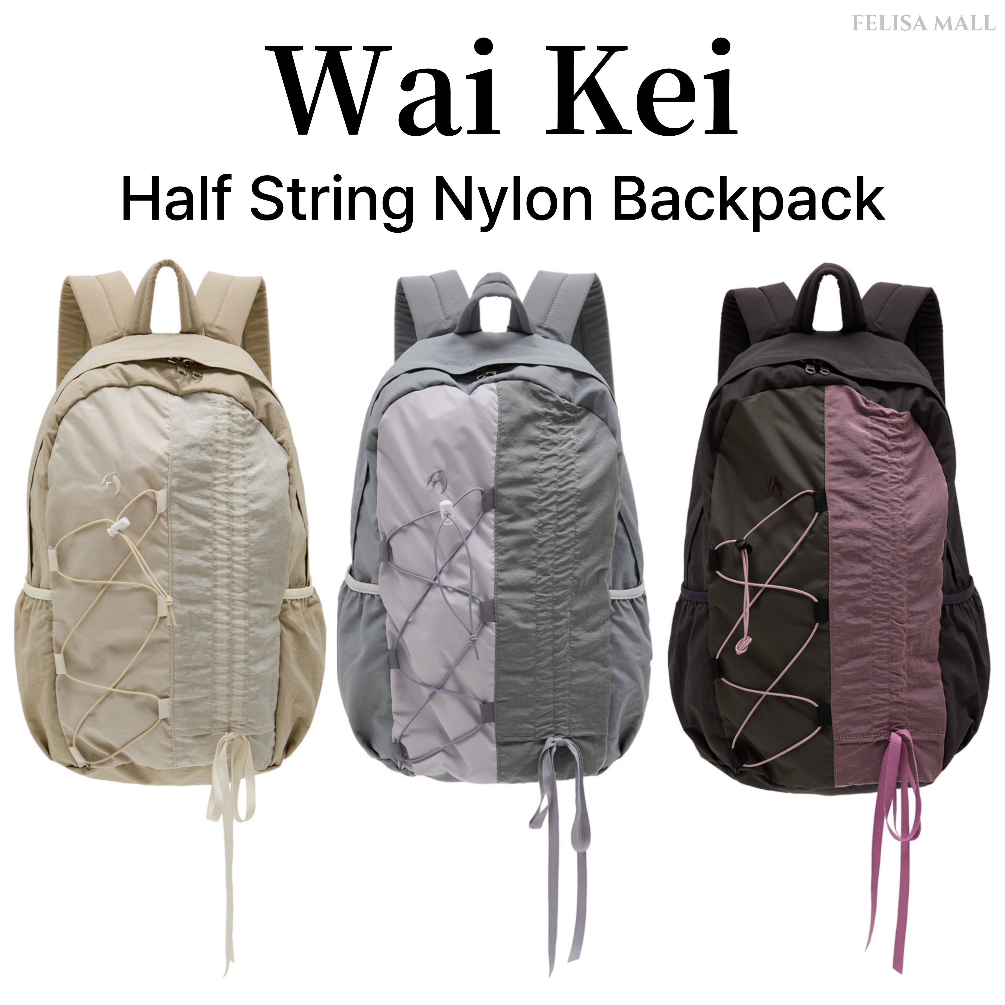 [Wai Kei] バックパック Half String Nylon Backpack 男女共用 韓国人気 8,770円