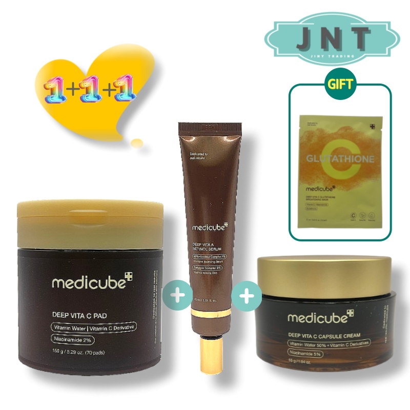[セット] [1+1+1]ディープ ビタC パッド 150g(70分) +ディープ ビタA レチノール セラム 30ml +ディープ ビタC カプセル クリーム 55g 合計3個 基礎セット 水分