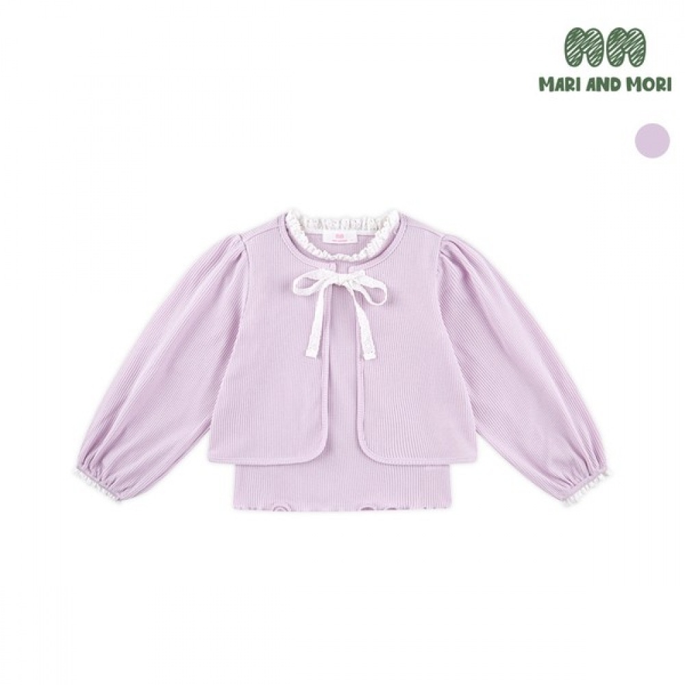 [ウォルトンキッズ] リボンフリルカーディガンノースリーブセット