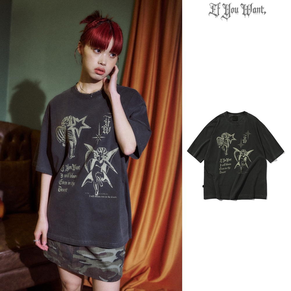 【IFYOUWANT】Star and Moon pigment TEE