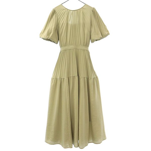 SWFO212009 半袖 バックデザインプリーツ ワンピース ベージュ レディース